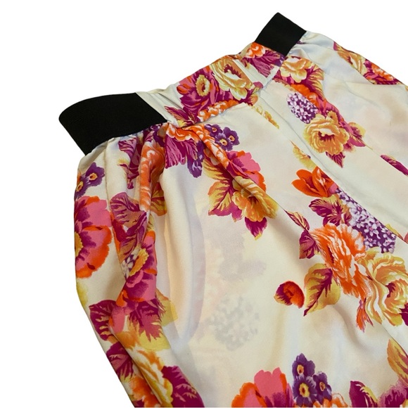 White, Pink, and Yellow Floral Summer Pants - Picture 2 of 3